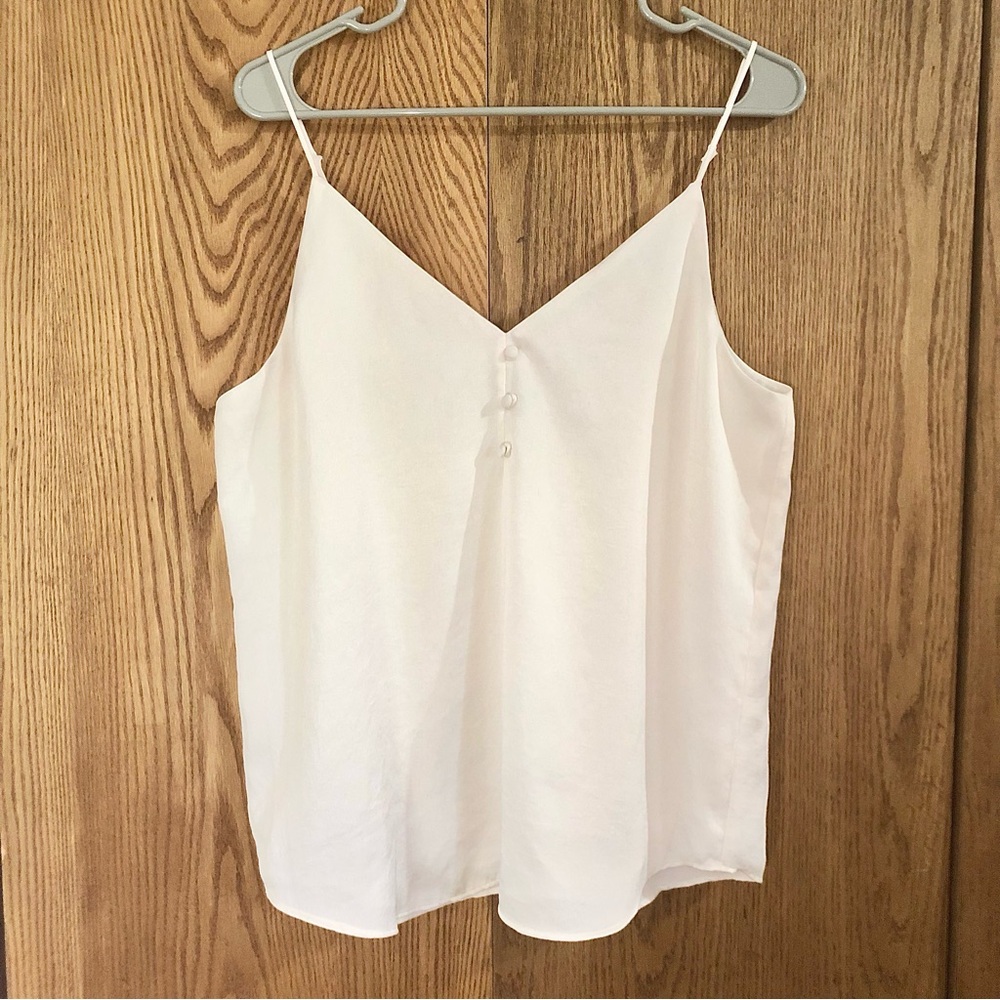 Express White Flowy Silky Slip Size Medium Cami Adjustable Straps Tank Top